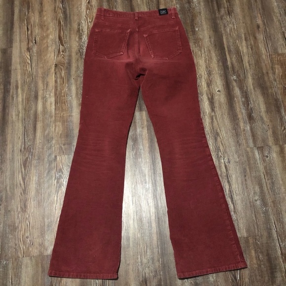 Current/Elliott Pants Women's 26 Corduroy Burgundy High Rise Flare Retro 70s - Picture 4 of 6